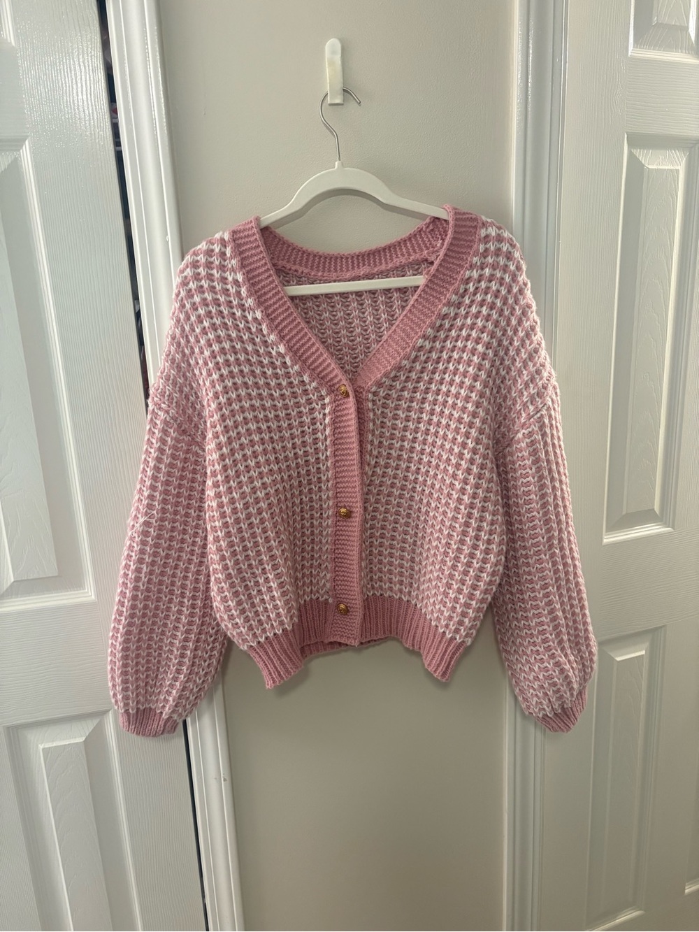 Pink Chunky Knit Cardigan/Sweater